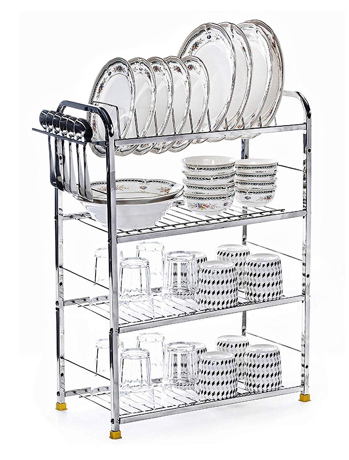 Home Creations 4 Layer 18 x 24 inch Kitchen Dish Rack/Kitchen Utensils Stand(Stainless Steel)