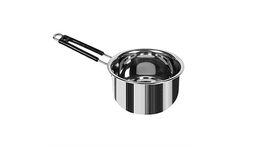 SKARS Induction Base Stainless Steel Plain Milk Pan/Sauce Pan/Tea Pan/Flat Base Tapeli Patila Sauce Pot Milk Boiler Cookware Set with Handle (1 Litre)